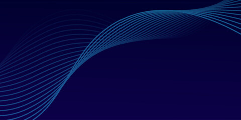 Poster - Abstract glowing wave lines on dark blue background. Dynamic wave pattern. Modern flowing wavy lines. Futuristic technology concept. eps 10