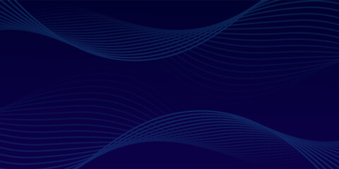 Poster - Abstract glowing wave lines on dark blue background. Dynamic wave pattern. Modern flowing wavy lines. Futuristic technology concept. eps 10