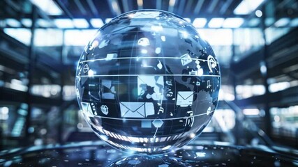 Poster - Global digital sphere in a modern space