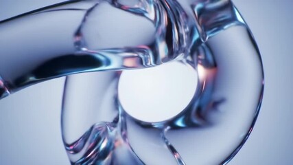 Abstract Glass Torus Rotation with Blue and Pink Reflections in a Seamless Loop