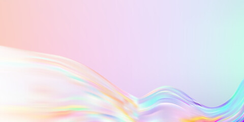 Poster - Abstract  holographic wave.Flow iridescent fluid.Dynamic spectrum ribbon.