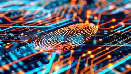 Poster - Circuit board with a fingerprint overlay