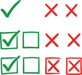 Poster - Check Marks and Cross Marks Depicting Approval and Rejection Signs with Green and Red Colors