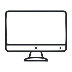Fototapete - Simple black and white desktop computer icon design on white background. Vector illustration