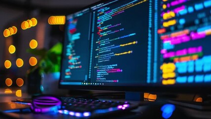 Poster - Coding workspace at night