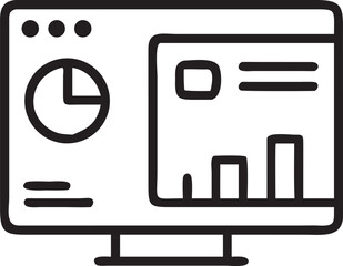 Fototapete - Desktop Computer Monitor and Keyboard Silhouette on White Background screen
