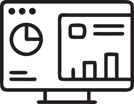 Desktop Computer Monitor and Keyboard Silhouette on White Background screen