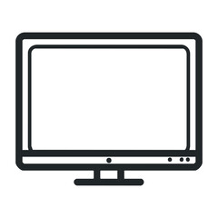 Fototapete - Black and white computer monitor icon on a plain background. Vector illustration
