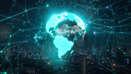 Poster - Global network connecting a city at night