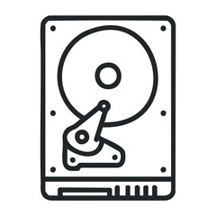 Aufkleber - Outline icon of internal hard disk drive with platters and actuator arm. Vector illustration