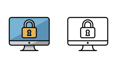 Fototapete - Computer Monitor with Padlock Illustration Representing Data Security and Cybersecurity Concepts