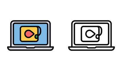Fototapete - Laptop with Video Symbol Modern Technology and Design for Media and Communication Needs