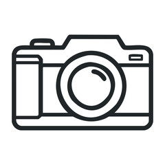 Aufkleber - Outline of a digital camera with lens icon for photography enthusiasts. Vector illustration