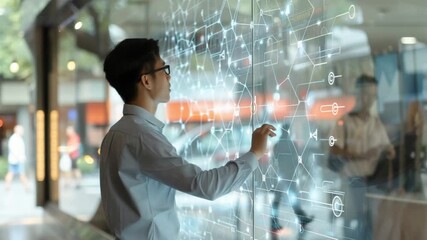 Poster - Man interacting with a holographic display