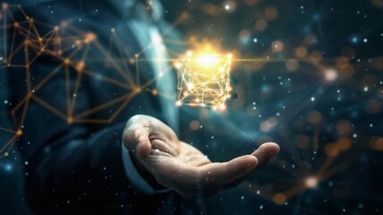 Poster - Hand holding a digital cube