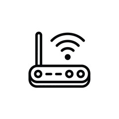 Fototapete - Wireless Router Illustration for Internet Connection and Network Communication in Black and White