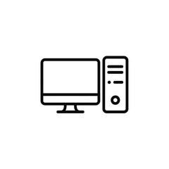 Fototapete - Desktop Computer Icon Simple Line Drawing Modern Technology Device for Work and Entertainment Digital Age