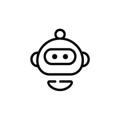 Poster - Minimalist Robot Face Design AI Chatbot Concept Tech Future Innovation Outline Style Illustration