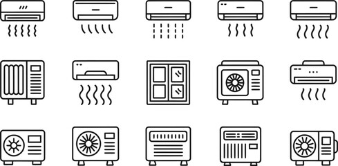 Poster - Collection of various air conditioning unit icons and symbols