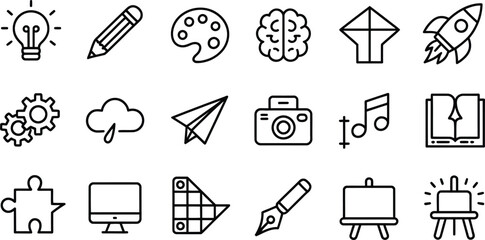 Poster - Collection of hand drawn icons representing creativity and innovation