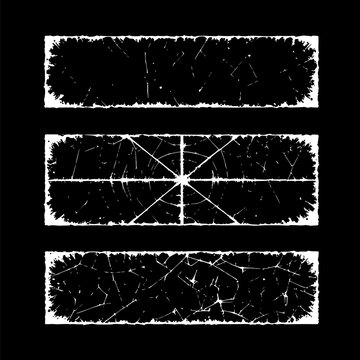 Grunge film frame overlays set. Vector illustration. EPS version.