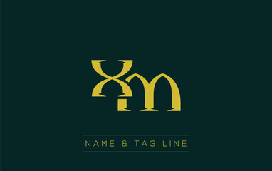 Poster - XM logo design. A sophisticated, minimalistic logo design featuring golden stylized typography,  perfect for branding concepts emphasizing luxury, professionalism, and contemporary aesthetics.