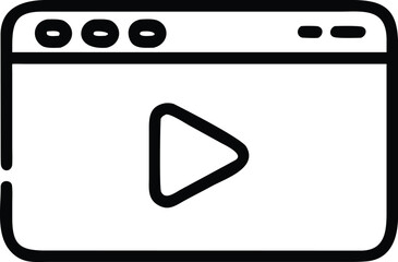 Poster - Digital Play Icon: A minimalist representation of a digital player symbol within a web browser frame, the scene exudes modern simplicity and technological efficiency.
