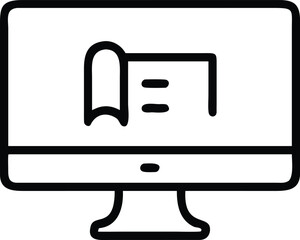 Poster - Digital Document Display: An abstract icon of a computer monitor displaying a digital document, ready for your creative touch. 