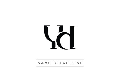 Poster - YD logo design. A sophisticated, minimalistic logo design featuring golden stylized typography,  perfect for branding concepts emphasizing luxury, professionalism, and contemporary aesthetics.