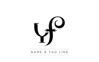 Poster - YF logo design. A sophisticated, minimalistic logo design featuring golden stylized typography,  perfect for branding concepts emphasizing luxury, professionalism, and contemporary aesthetics.