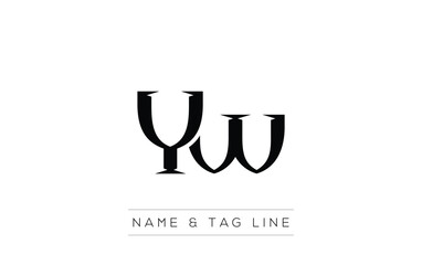 Poster - YW logo design. A sophisticated, minimalistic logo design featuring golden stylized typography,  perfect for branding concepts emphasizing luxury, professionalism, and contemporary aesthetics.