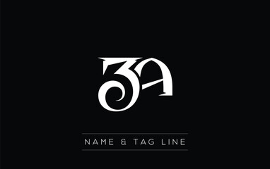 Poster - ZA logo design. A sophisticated, minimalistic logo design featuring golden stylized typography,  perfect for branding concepts emphasizing luxury, professionalism, and contemporary aesthetics.