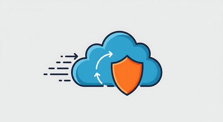 Poster - Secure Cloud Data Transfer: An illustrative representation of secure data transfer within a cloud environment, featuring a cloud icon, shield, and directional arrows.
