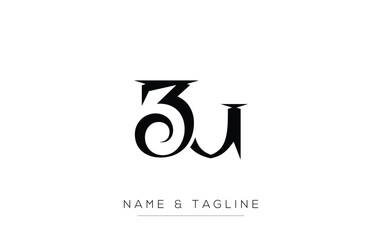 Poster - ZU Elegant Monogram Logo Design Featuring Stylized Letters. A sophisticated monogram logo representation showcasing artistic typography with a modern design