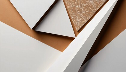Aufkleber - Modern minimal geometric background with white shapes and tan colors for graphic design projects