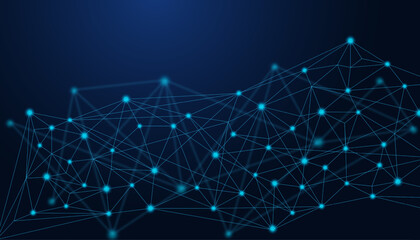 Leinwandbilder - Low Poly Background on Dark Blue Gradient. Modern, Geometric, and Minimalist Abstract Design for Digital Art, 3D Modeling, Wallpapers, and Futuristic Graphics