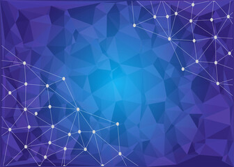 Leinwandbilder - Low Poly Background on Dark Blue Gradient. Modern, Geometric, and Minimalist Abstract Design for Digital Art, 3D Modeling, Wallpapers, and Futuristic Graphics