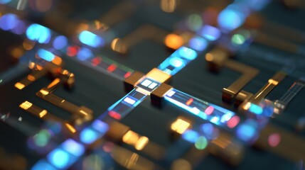 Aufkleber - Galliumnitride transistors network revealing intricate arrangement and potential for advancing power electronics technology on detailed test substrate