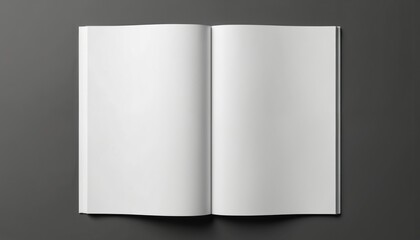 open white book mockup isolated on grey background. blank pages for presentation, brochure, catalogu
