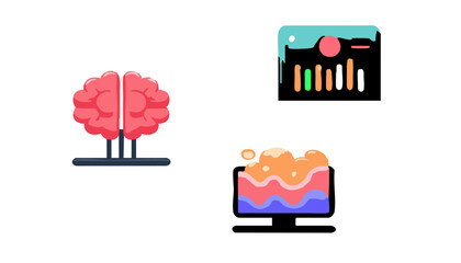 Poster - Digital technology icons ai, data analysis, machine learning, and cybersecurity vector icon 