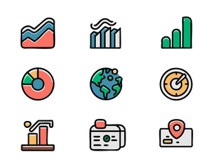 Poster - Data analytics icons business intelligence, charts, graphs, global statistics, and performance metrics vector icon 