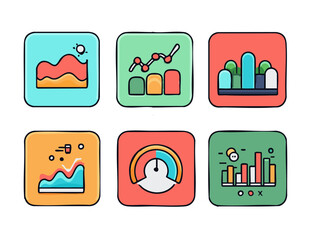Fototapete - Data analytics icons business intelligence, charts, graphs, dashboard, and reporting vector icon 