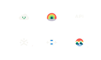 Fototapete - Cloud api rainbow mountain data integration modern digital technology icons vector icon 