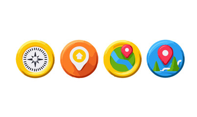 Poster - Navigation app icons compass, location pin, map markers for mobile ui design vector icon 