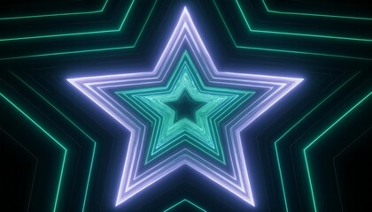 Fototapete - star shape neon light motion effect