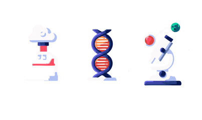 Fototapete - Biotechnology, science, and technology illustration with cloud computing, dna, and microscope vector icon 