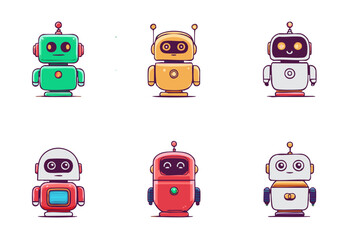 Poster - Cute robot clipart ai technology, robotics, cartoon robot characters, digital art vector icon 