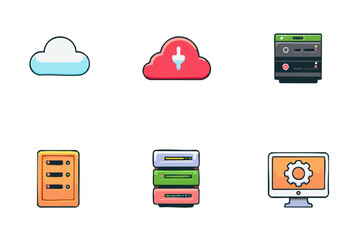 Fototapete - Cloud computing, server, and it infrastructure icons digital technology vector graphics vector icon 