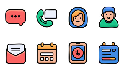 Fototapete - Digital communication icons messaging, call, email, calendar, contact - vector set vector icon 