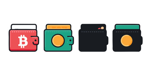 Fototapete - Crypto wallet vector illustration bitcoin, digital currency, blockchain technology vector icon 